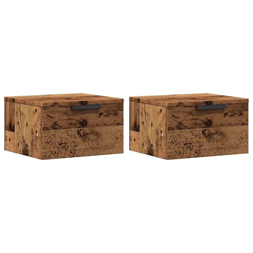 Noptiere de perete, 2 buc., lemn vechi, 34x30x20 cm GartenMobel Dekor