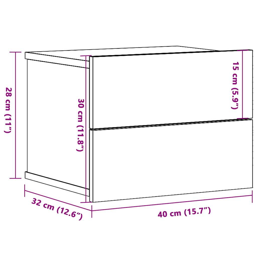 Noptiere de perete, 2 buc., lemn vechi, 40x32x30 cm GartenMobel Dekor
