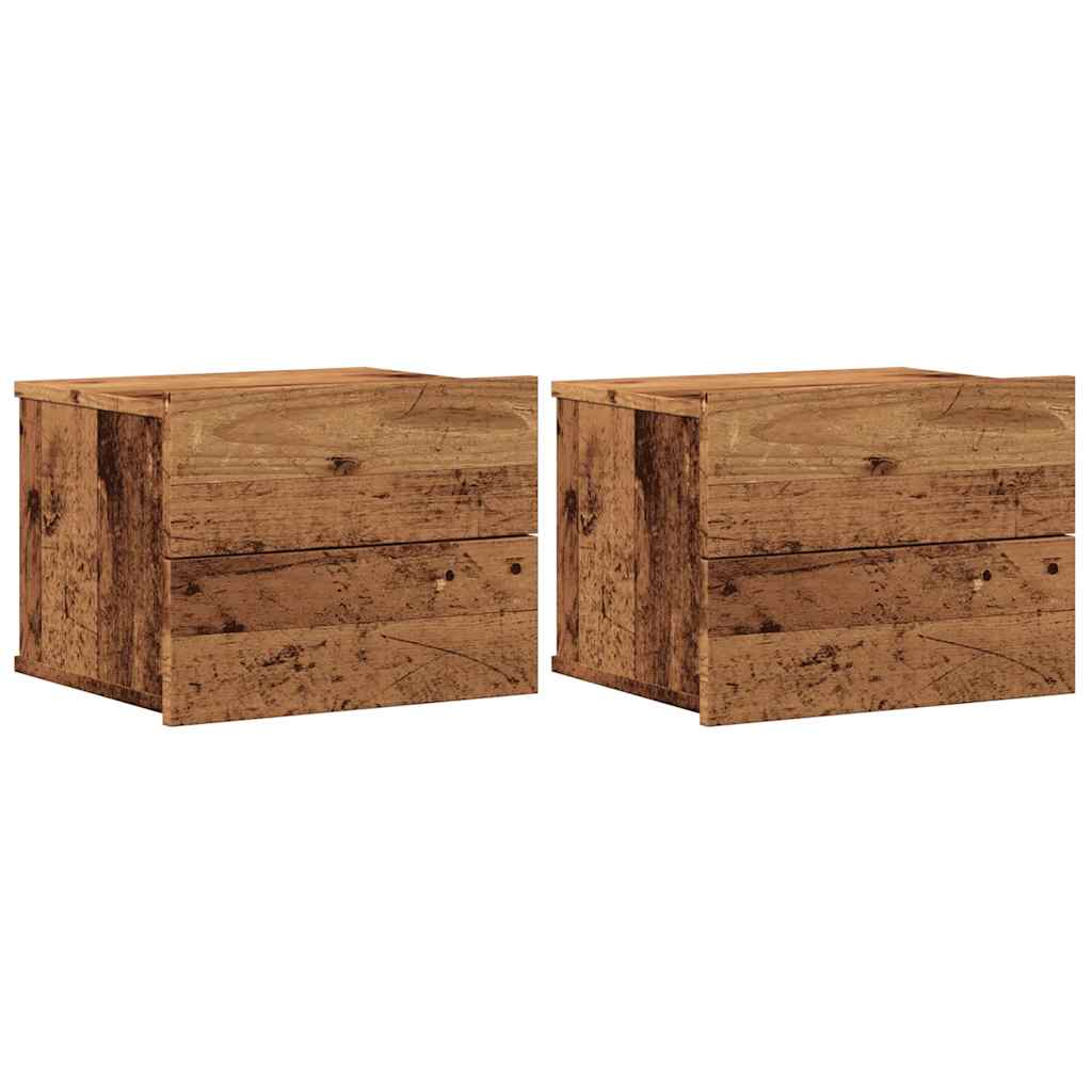 Noptiere de perete, 2 buc., lemn vechi, 40x32x30 cm GartenMobel Dekor