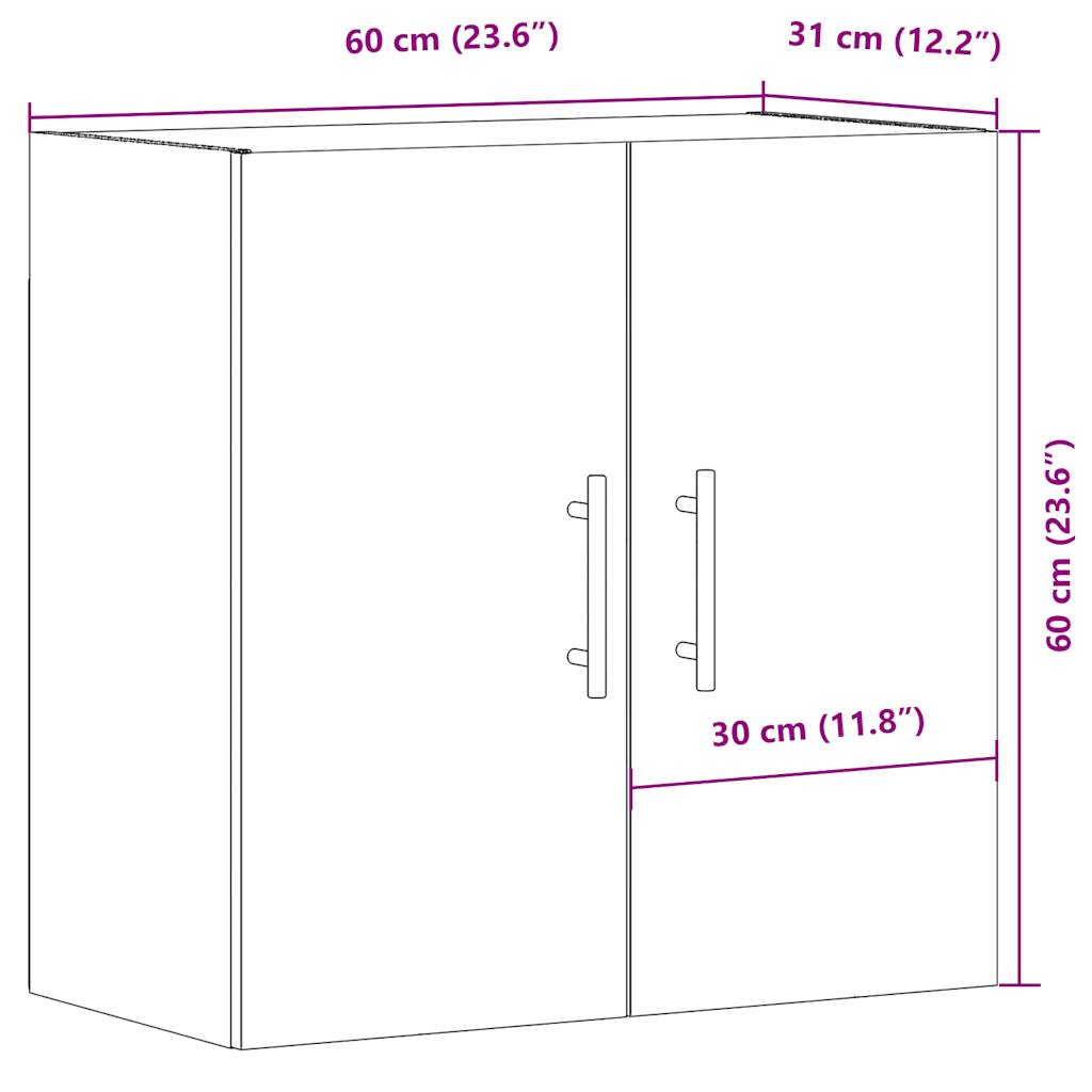Dulap de perete, lemn învechit, 60x31x60 cm, lemn prelucrat GartenMobel Dekor
