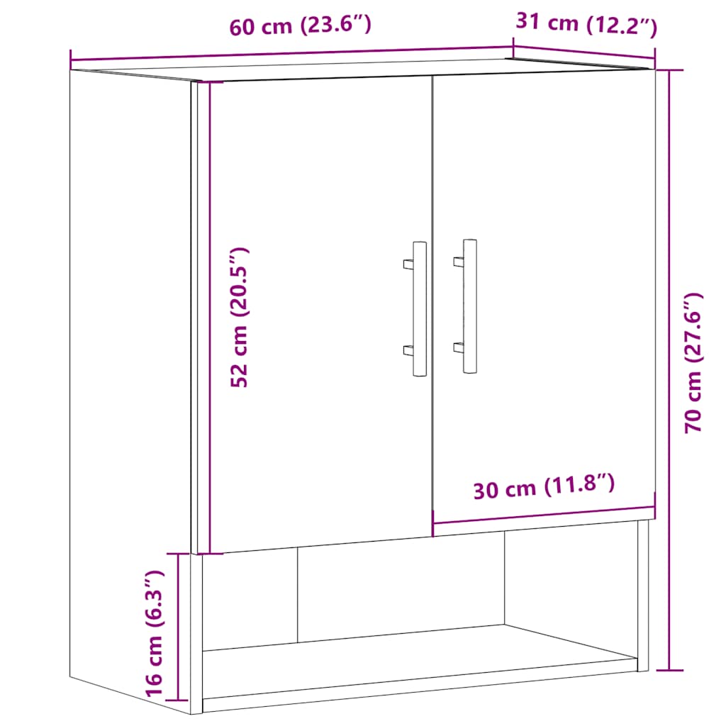 Dulap de perete, lemn vechi, 60x31x70 cm, lemn compozit GartenMobel Dekor