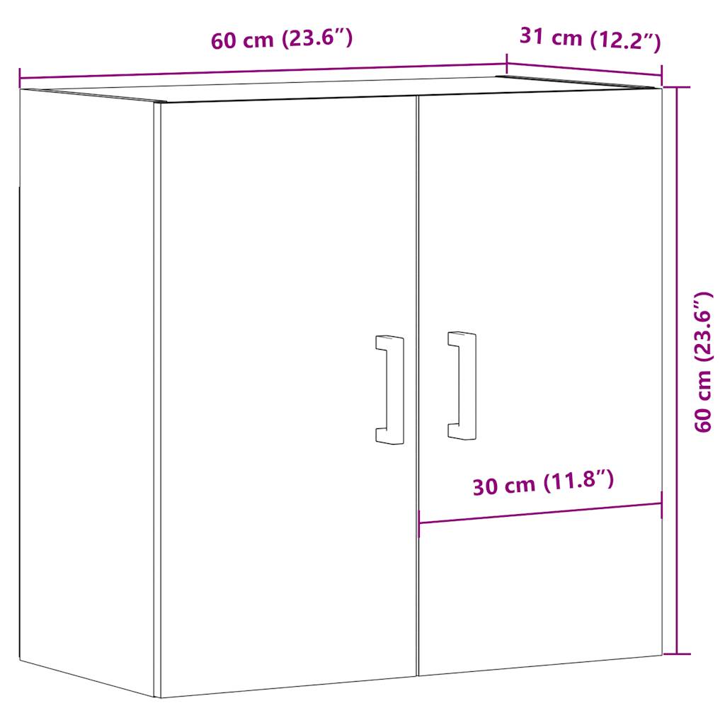Dulap de perete, stejar artizanal, 60x31x60 cm, lemn prelucrat GartenMobel Dekor