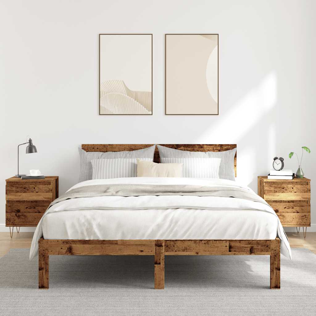 Noptiere, 2 buc., lemn vechi, 40x35x50 cm, lemn prelucrat GartenMobel Dekor