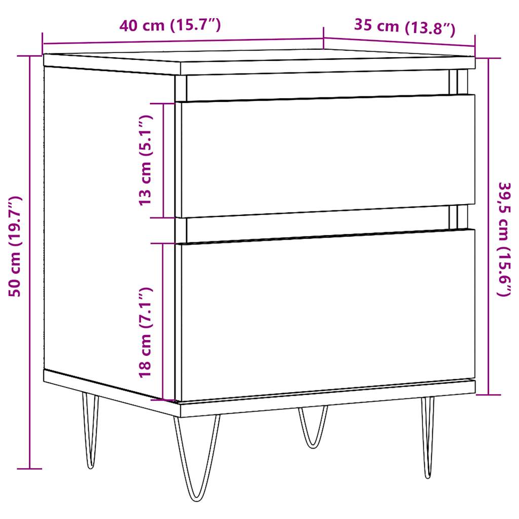Noptiere, 2 buc., lemn vechi, 40x35x50 cm, lemn prelucrat GartenMobel Dekor