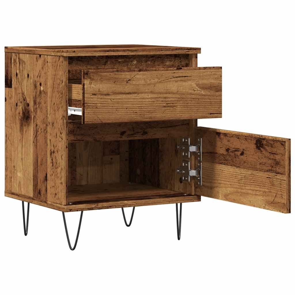 Noptiere, 2 buc., lemn vechi, 40x35x50 cm, lemn prelucrat GartenMobel Dekor