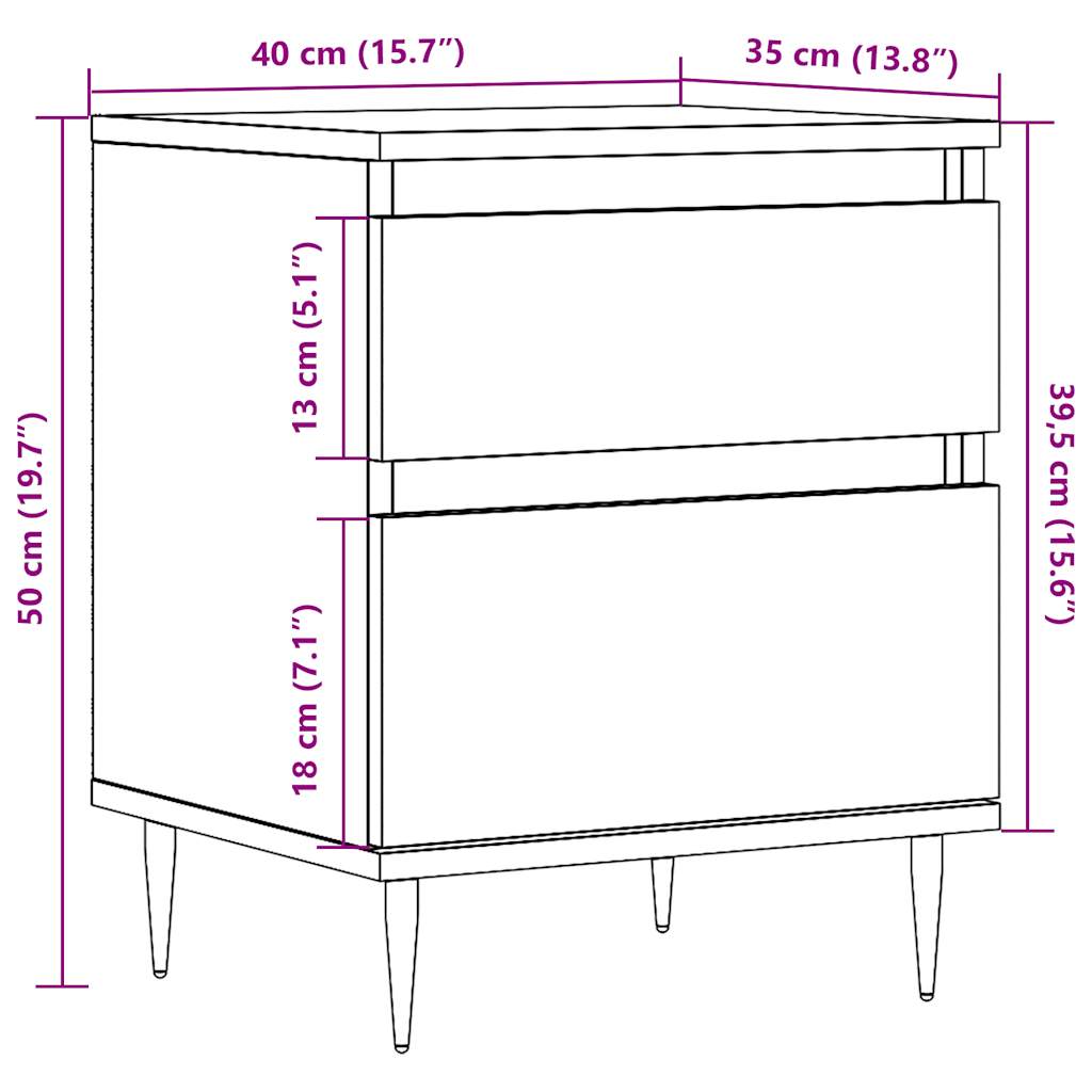 Noptiere, 2 buc., lemn vechi, 40x35x50 cm, lemn prelucrat GartenMobel Dekor