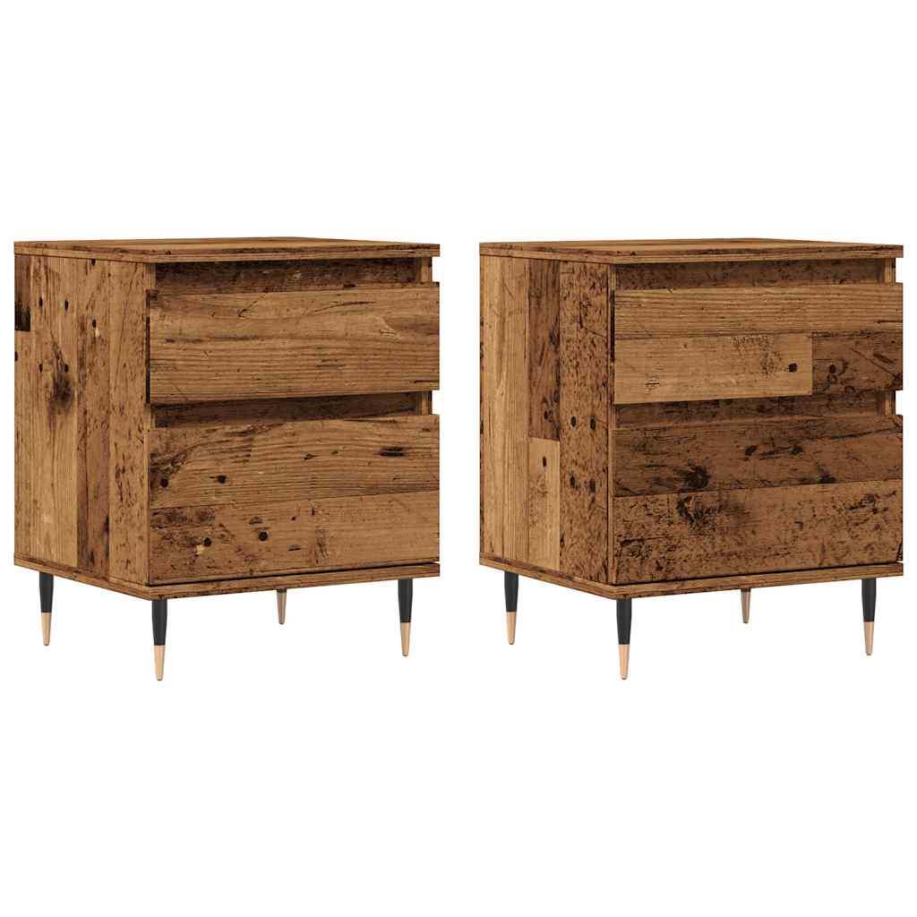 Noptiere, 2 buc., lemn vechi, 40x35x50 cm, lemn prelucrat GartenMobel Dekor
