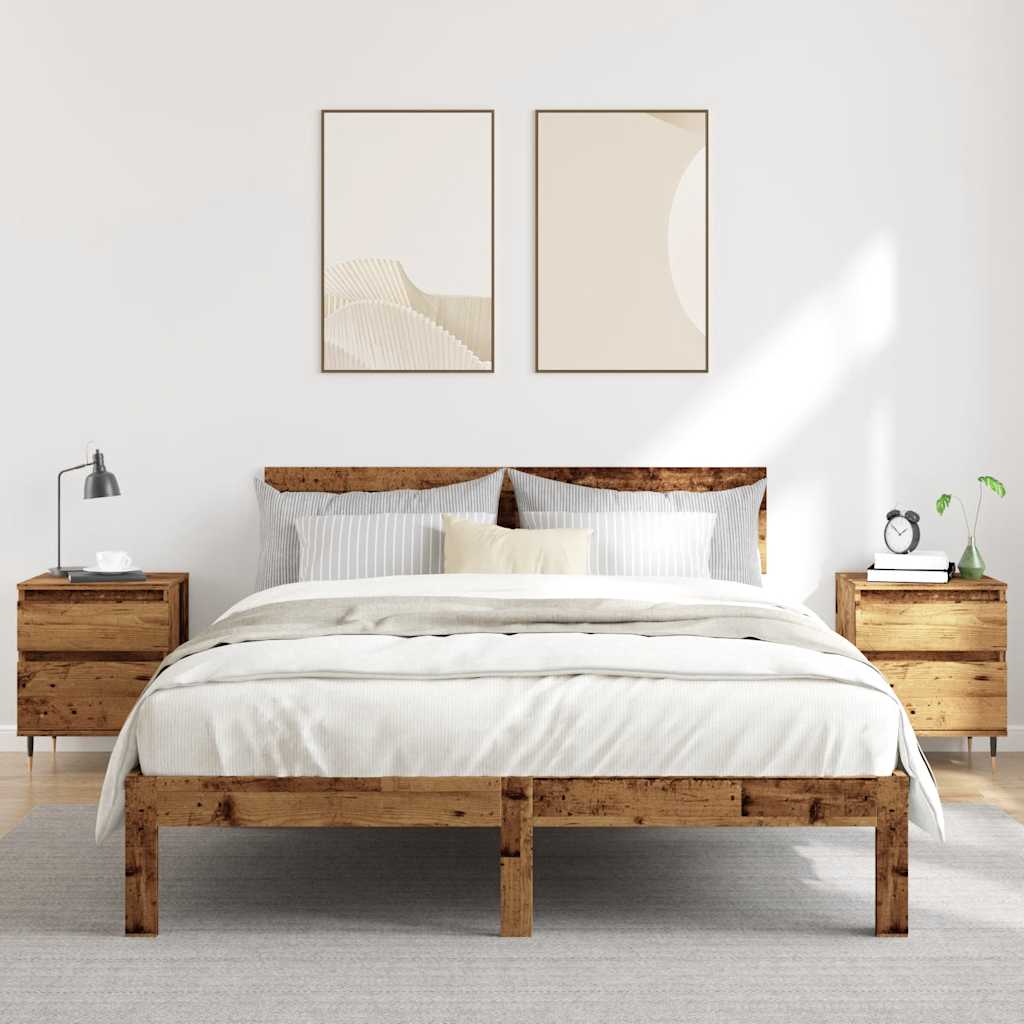 Noptiere, 2 buc., lemn vechi, 40x35x50 cm, lemn prelucrat GartenMobel Dekor