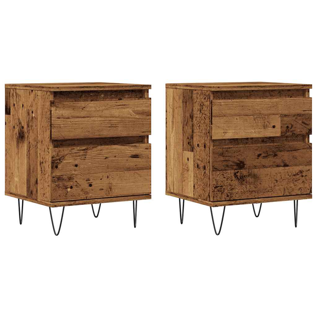 Noptiere, 2 buc., lemn vechi, 40x35x50 cm, lemn prelucrat GartenMobel Dekor
