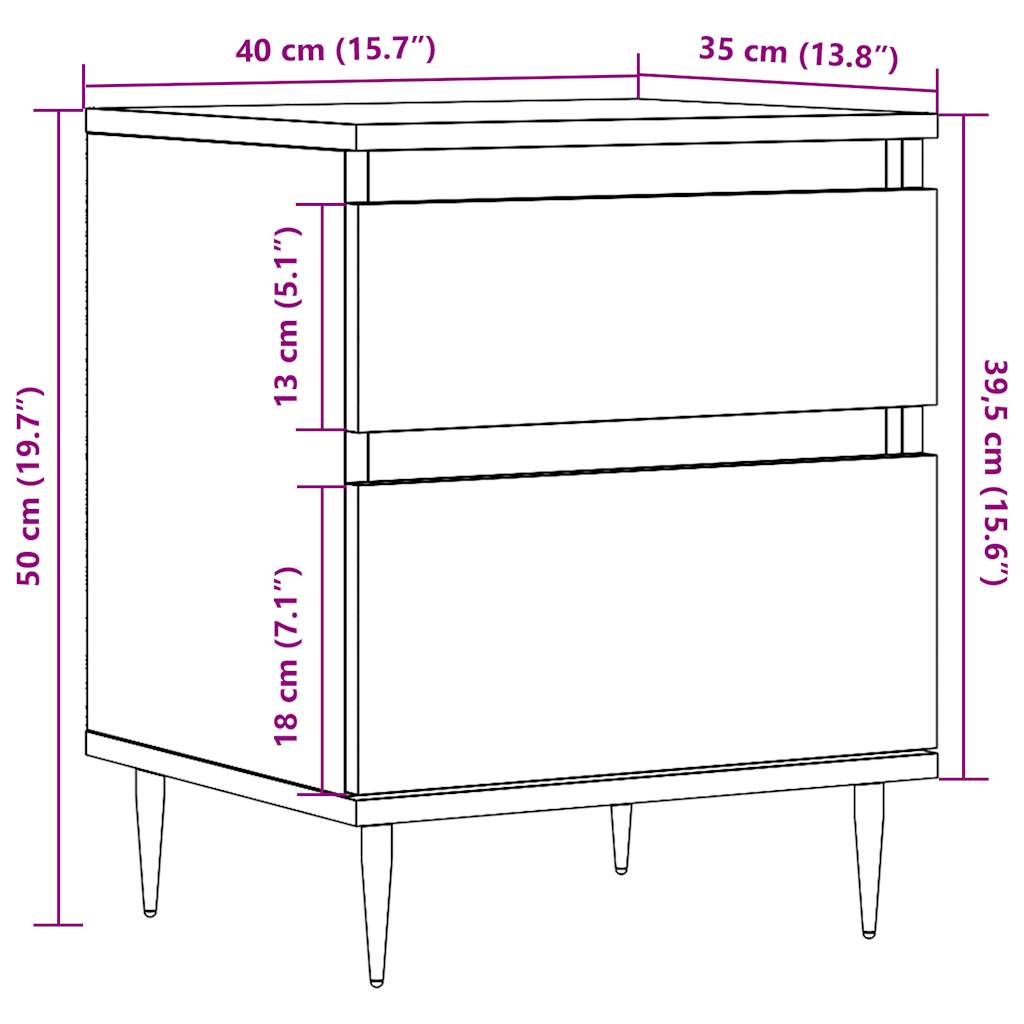 Noptiere, 2 buc., stejar artizanal, 40x35x50 cm, lemn prelucrat GartenMobel Dekor