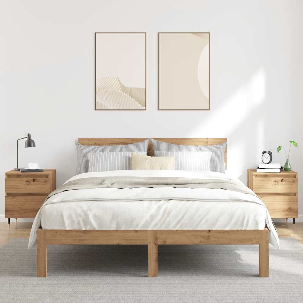 Noptiere, 2 buc., stejar artizanal, 40x35x50 cm, lemn prelucrat GartenMobel Dekor