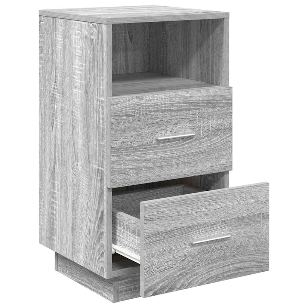 Noptiere 2 buc cu 2 sertare Gri Sonoma 36x36x68 cm GartenMobel Dekor