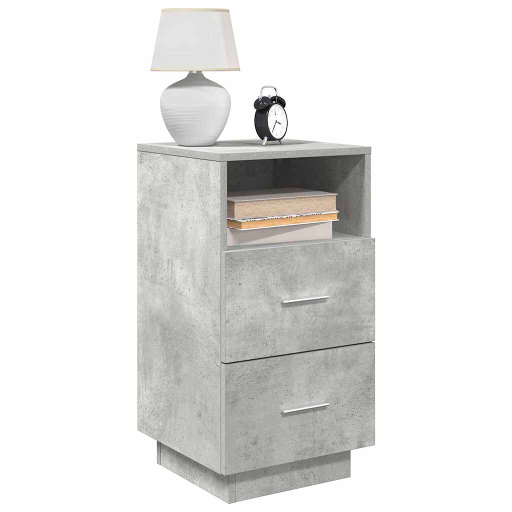 Noptiere 2 buc cu 2 sertare Gri beton 36x36x68 cm GartenMobel Dekor