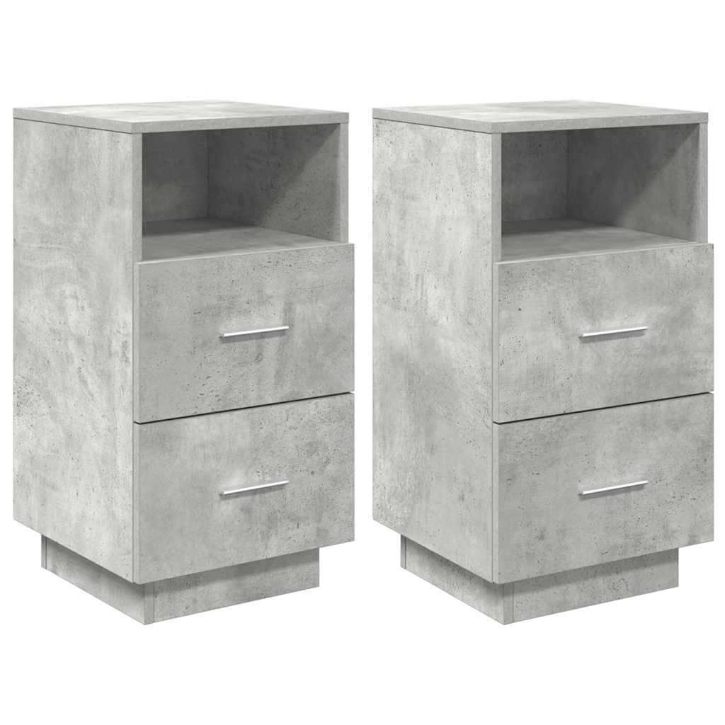 Noptiere 2 buc cu 2 sertare Gri beton 36x36x68 cm GartenMobel Dekor