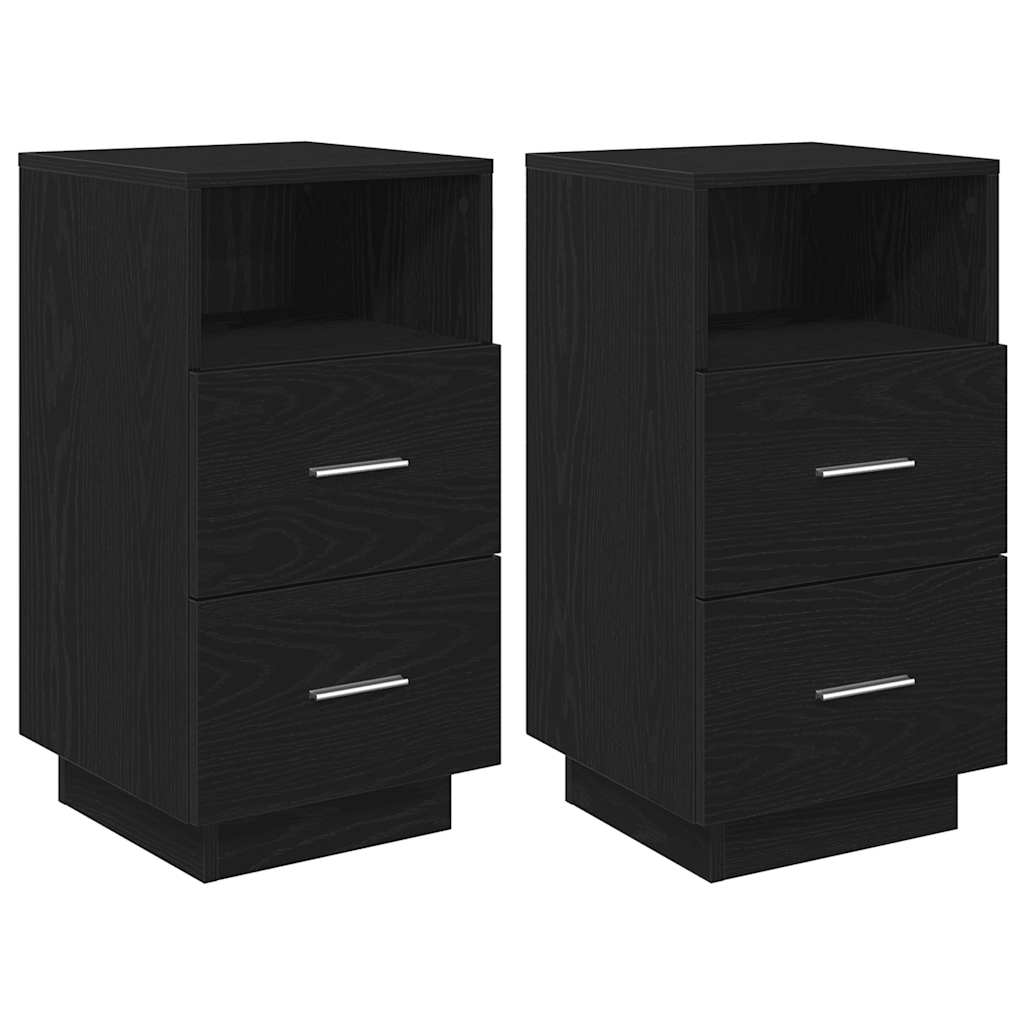 Noptiere 2 buc cu 2 sertare Negru 36x36x68 cm GartenMobel Dekor