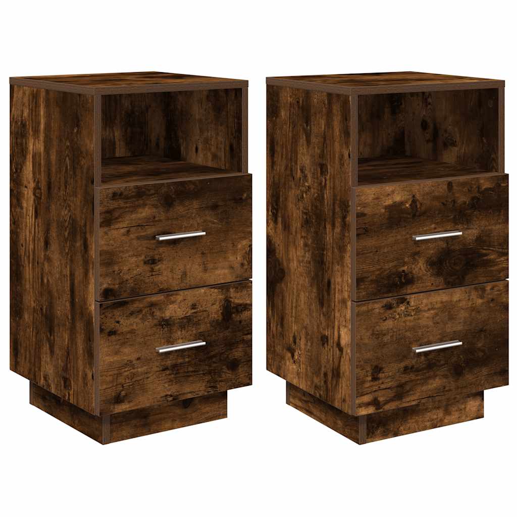 Noptiere 2 buc cu 2 sertare stejar afumat 36x36x68 cm GartenMobel Dekor