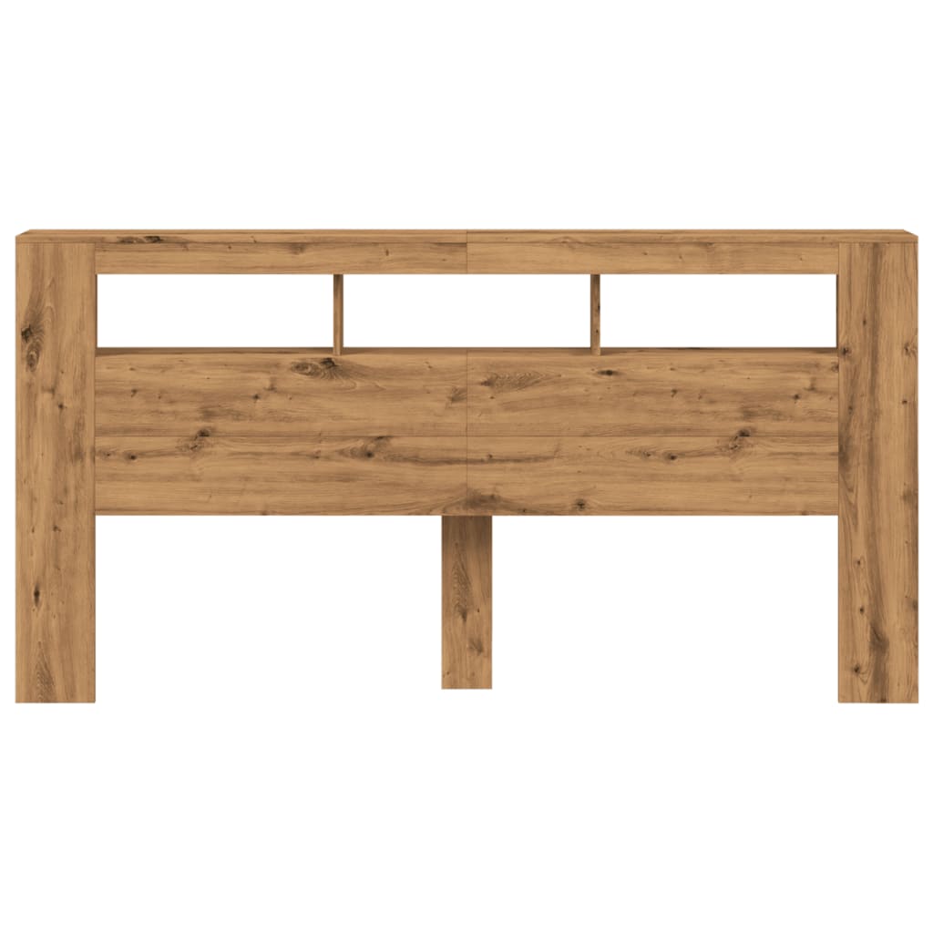 Tăblie de pat cu LED, stejar artizanal, 200x18,5x103,5 cm, lemn GartenMobel Dekor