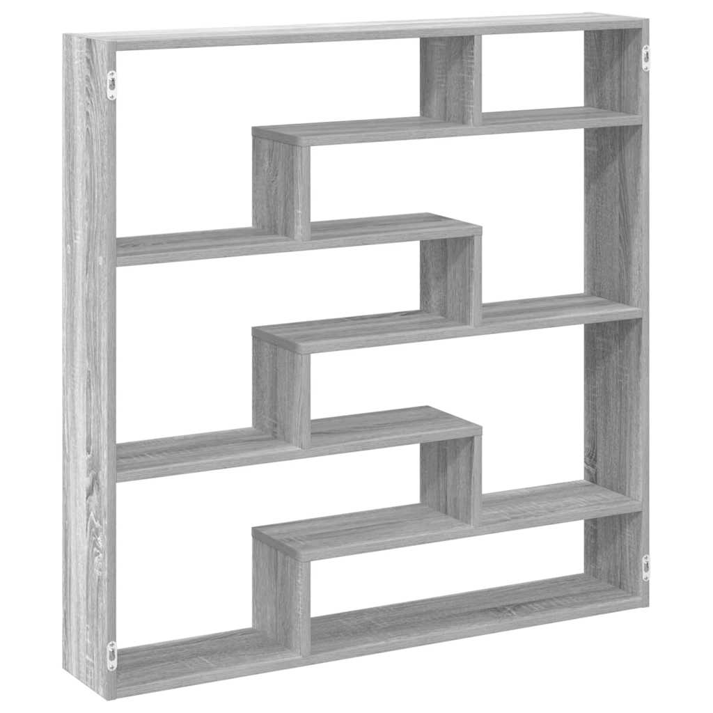 Raft cubic perete cu 7 compartimente sonoma gri lemn prelucrat GartenMobel Dekor