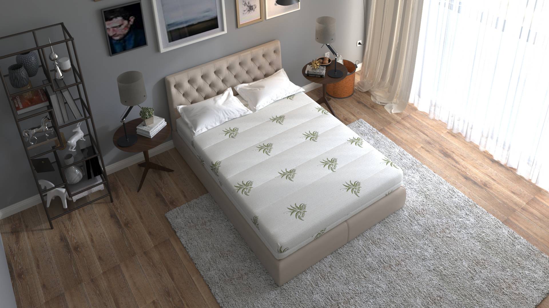 Saltea cu memorie SomnART XXL Memory Plus 140x190, înălțime 25cm, pentru persoane supraponderale, husă Aloe Vera detașabilă, rulată, fermitate mare Relax KipRoom