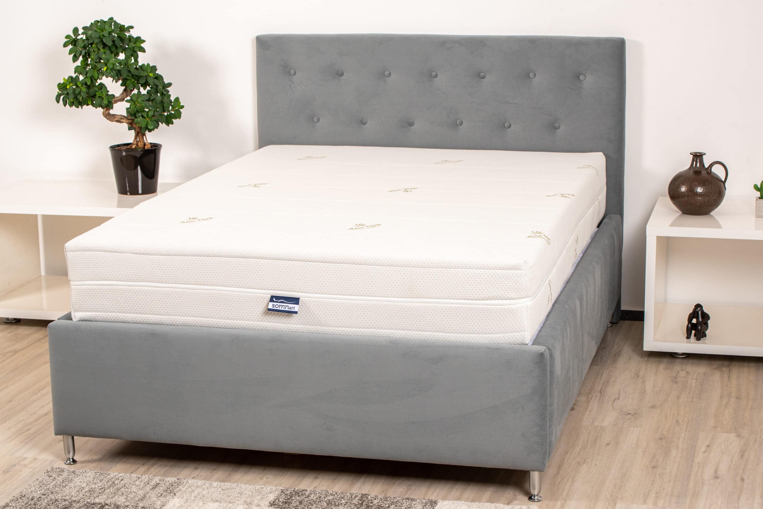 Saltea cu memorie SomnART XXL Memory Plus 160x190, înălțime 25cm, pentru persoane supraponderale, husă Aloe Vera detașabilă, rulată, fermitate mare Relax KipRoom