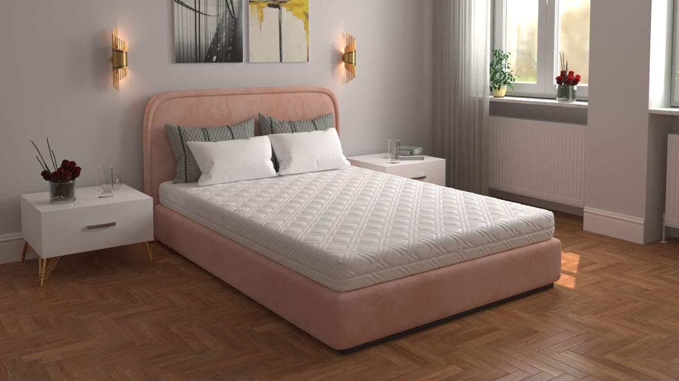 Saltea cu spumă poliuretanică SOMNART 180x200, înălțime 20 cm, ortopedică, husă detașabilă cu fermoar, rulată, fermitate medie Relax KipRoom