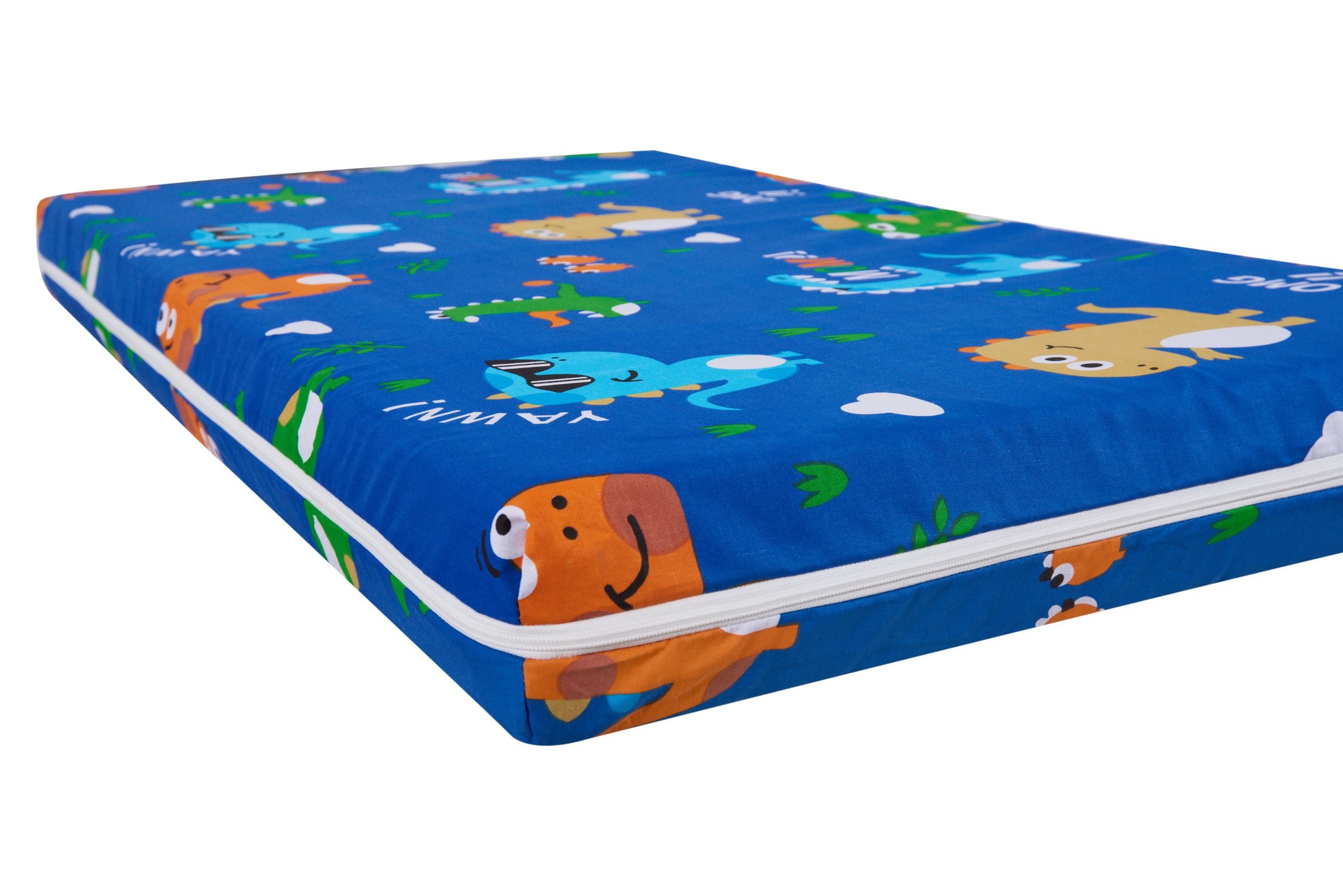 Saltea cu memorie Somnart Memory 70x140, înălțime 10 cm, pentru bebeluși și copii, husă impermeabilă, fermitate medie, model dinozauri Relax KipRoom