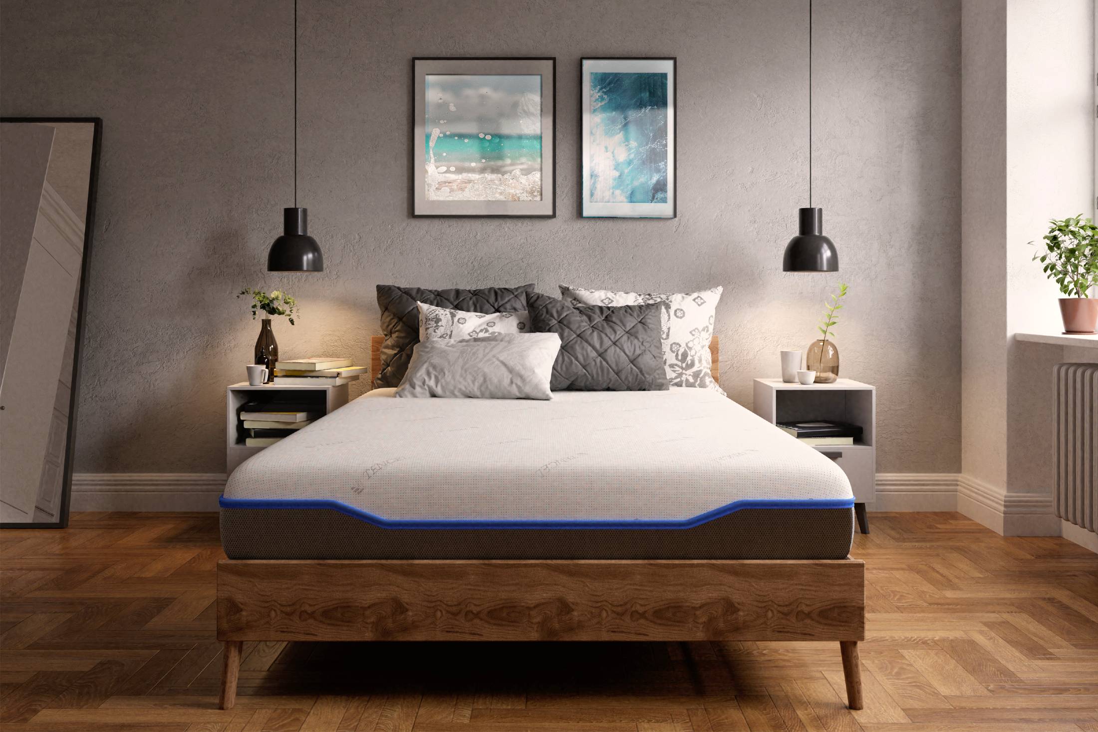 Saltea cu memorie și arcuri individuale Domine Tencel Ultra Pocket Multilayer 100x200, înălțime 24 cm, husă detașabilă, fermitate medie Relax KipRoom