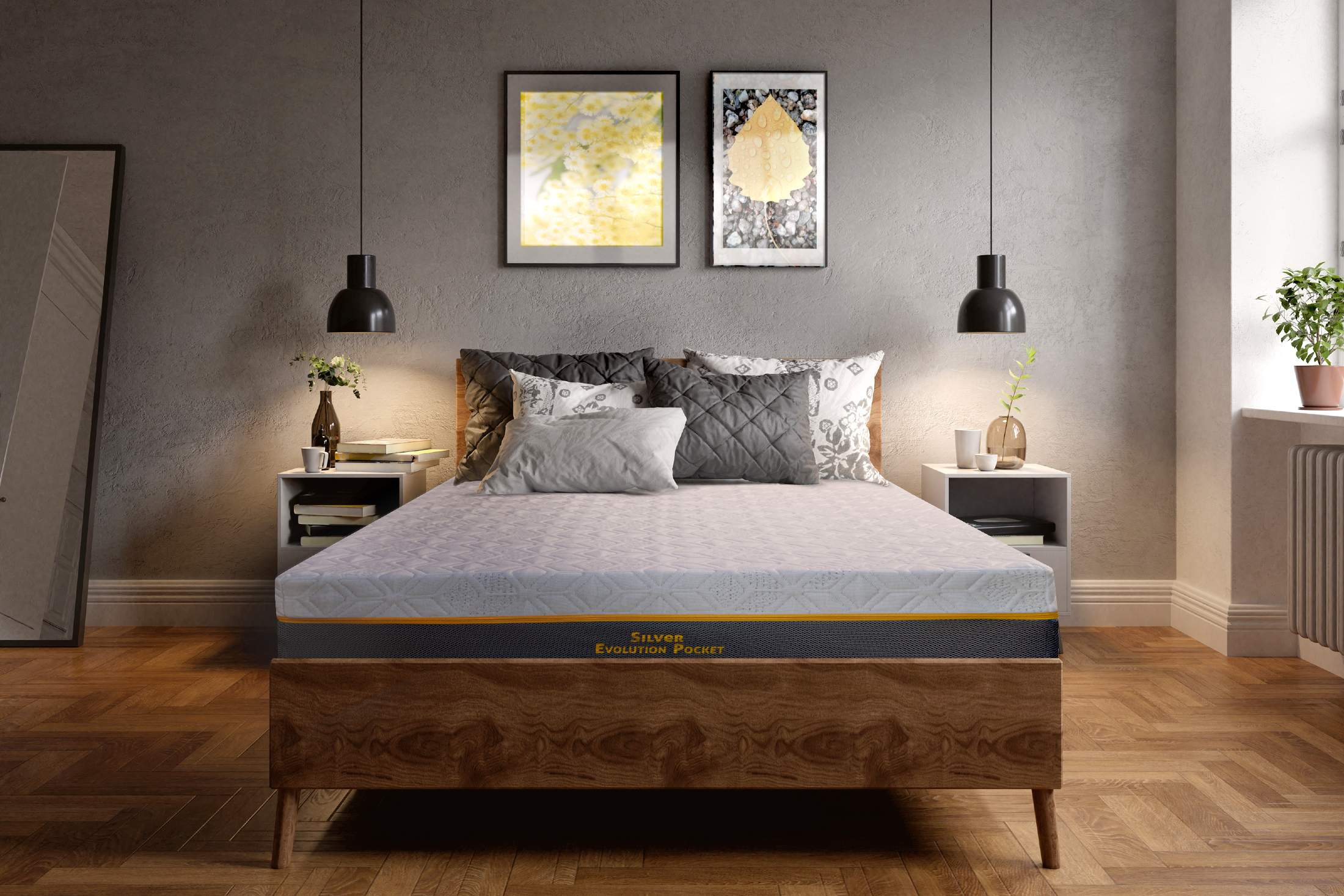 Saltea cu memorie și arcuri individuale Somnexpert Silver Evolution Pocket Spring 120x200, înălțime 24 cm, husă detașabilă, fermitate medie Relax KipRoom