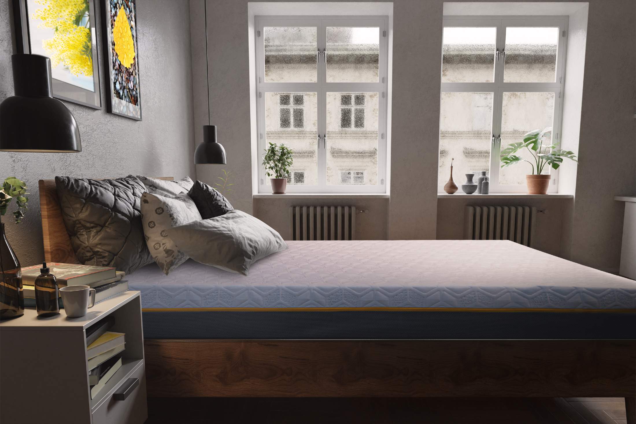 Saltea cu memorie și arcuri individuale Somnexpert Silver Evolution Pocket Spring 140x190, înălțime 24 cm, husă detașabilă, fermitate medie Relax KipRoom