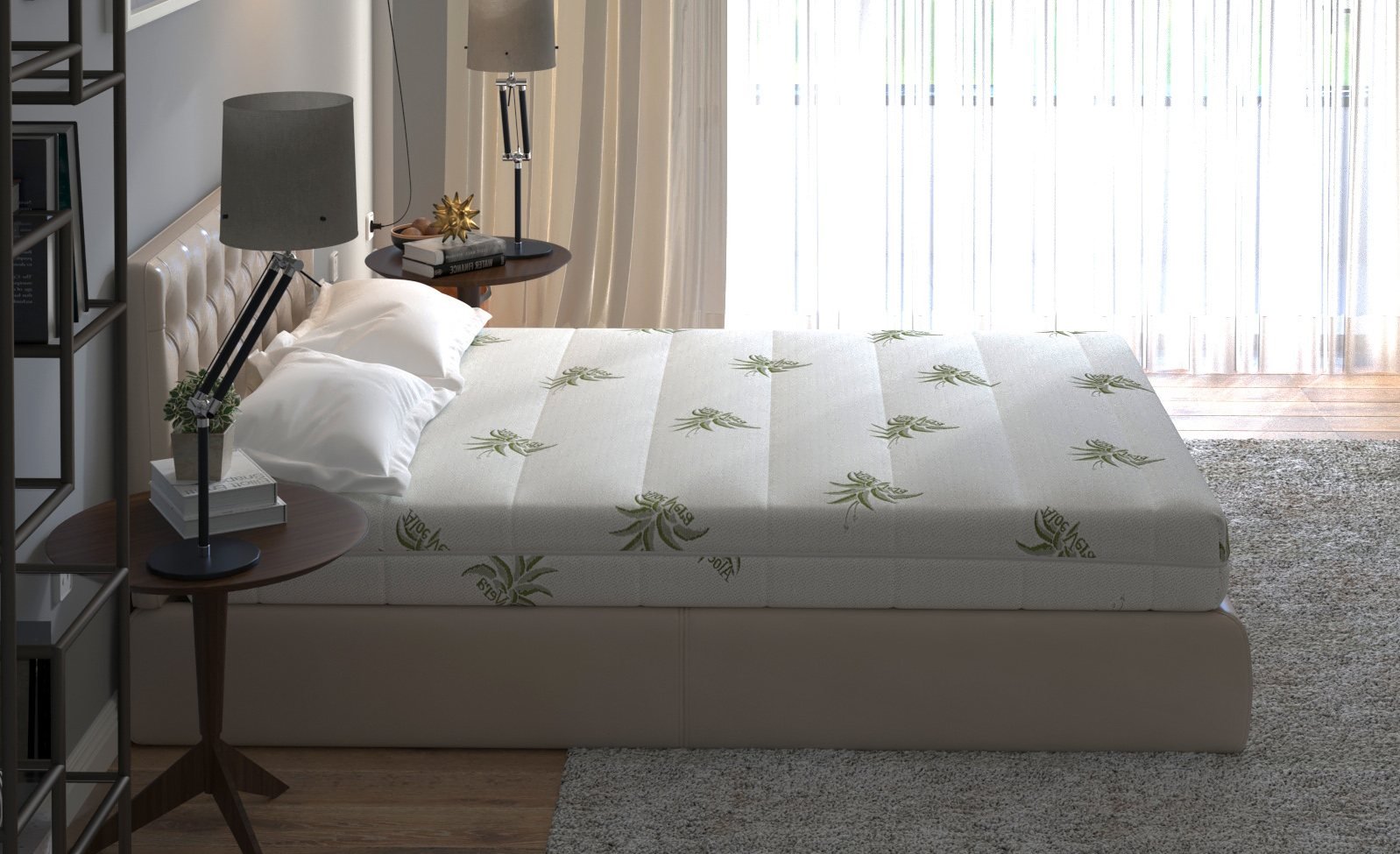 Saltea cu memorie SomnART XXL Memory Plus 200x200, înălțime 25cm, pentru persoane supraponderale, husă Aloe Vera detașabilă, rulată, fermitate mare Relax KipRoom