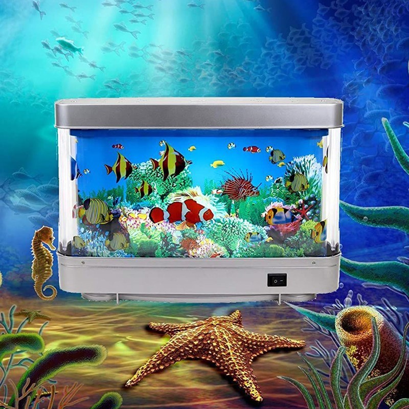 Lampa decorativa, model acvariu, pesti ornamentali multicolor, 30x23x7 cm MultiMark GlobalProd