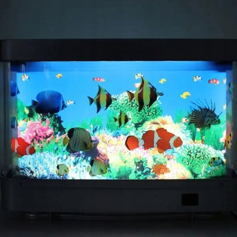 Lampa decorativa, model acvariu, pesti ornamentali multicolor, 30x23x7 cm MultiMark GlobalProd