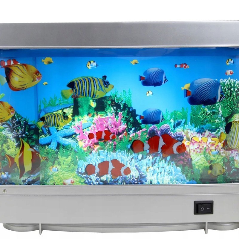 Lampa decorativa, model acvariu, pesti ornamentali multicolor, 30x23x7 cm MultiMark GlobalProd