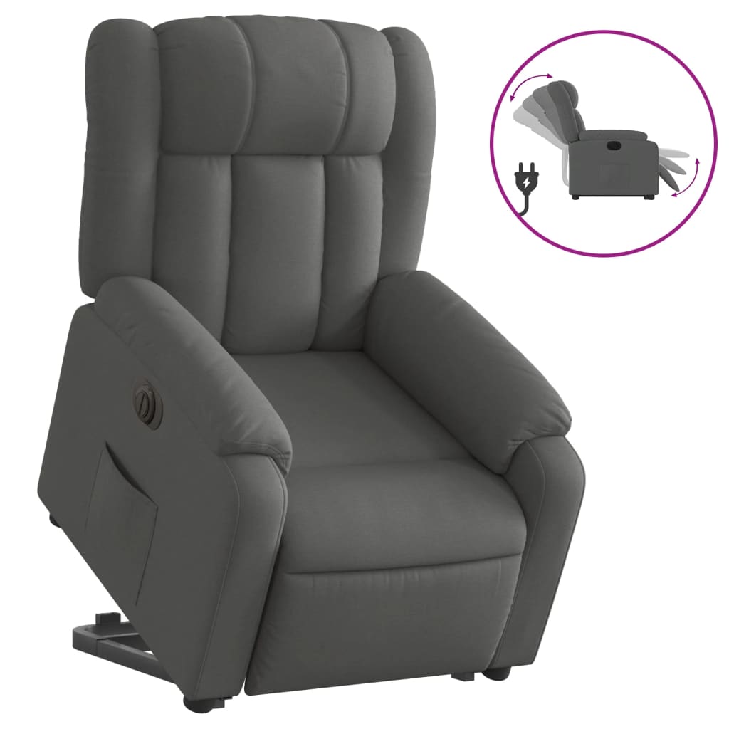 Fotoliu electric rabatabil cu ridicare, gri închis, textil GartenMobel Dekor