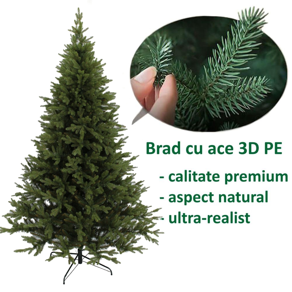 Brad Artificial de Craciun cu Ace 3D PE Nordmann Verde 230cm