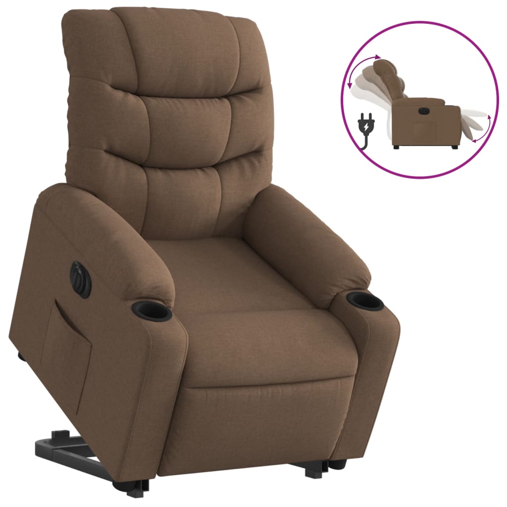 Fotoliu electric rabatabil cu ridicare, maro, textil GartenMobel Dekor