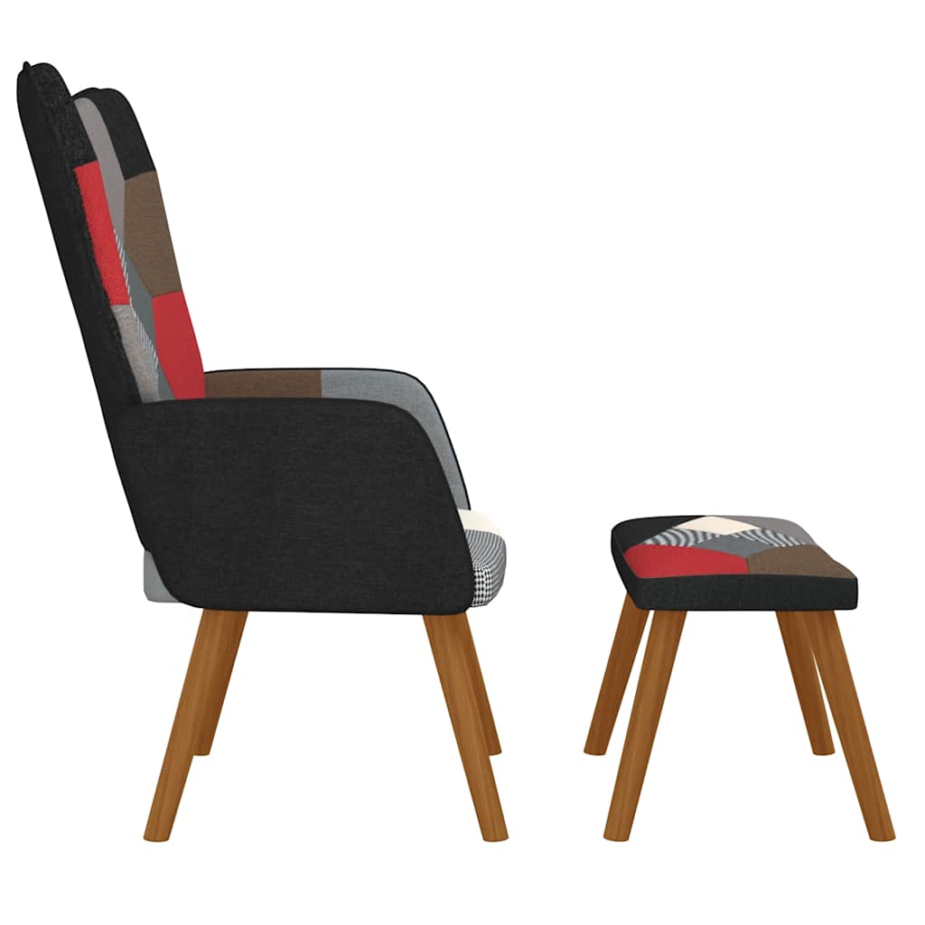 Scaun de relaxare cu taburet, material textil, petice GartenMobel Dekor