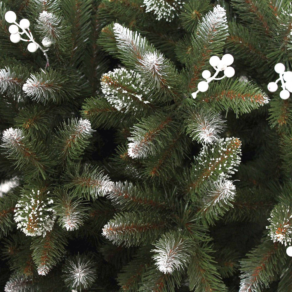 Brad Artificial de Craciun Molid HollyWhite Verde cu Fructe Albe si Zapada pe Varfuri 180cm