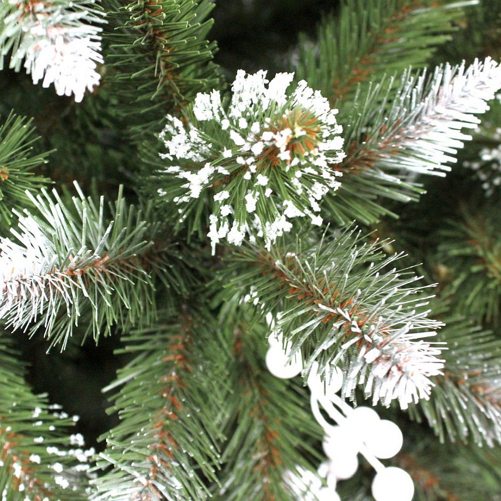 Brad Artificial de Craciun Molid HollyWhite Verde cu Fructe Albe si Zapada pe Varfuri 180cm