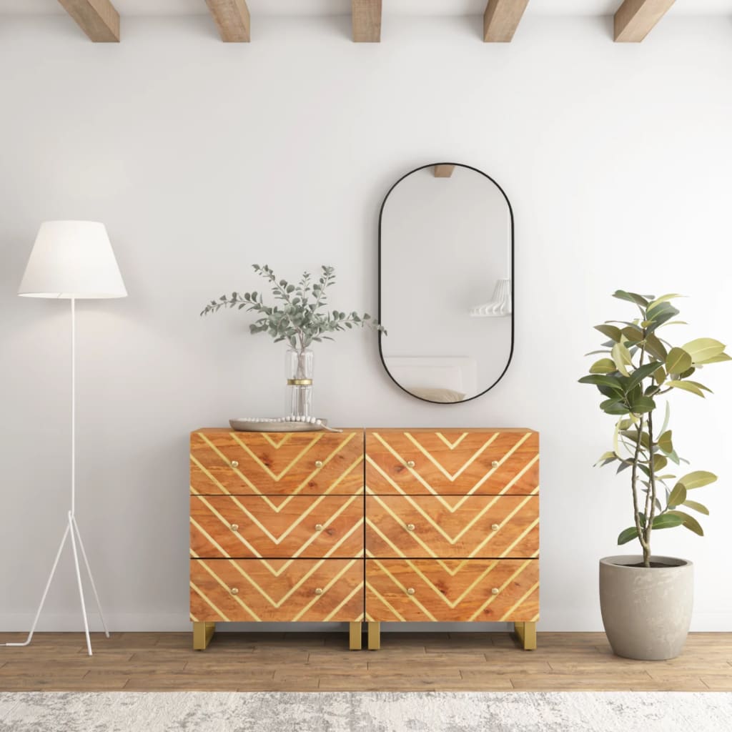 Dulapuri lateral, 2 buc., maro/negru, 60x33,5x75 cm, lemn mango GartenMobel Dekor