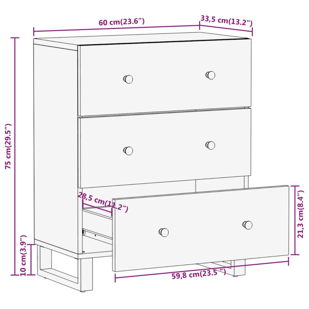 Dulapuri lateral, 2 buc., maro/negru, 60x33,5x75 cm, lemn mango GartenMobel Dekor