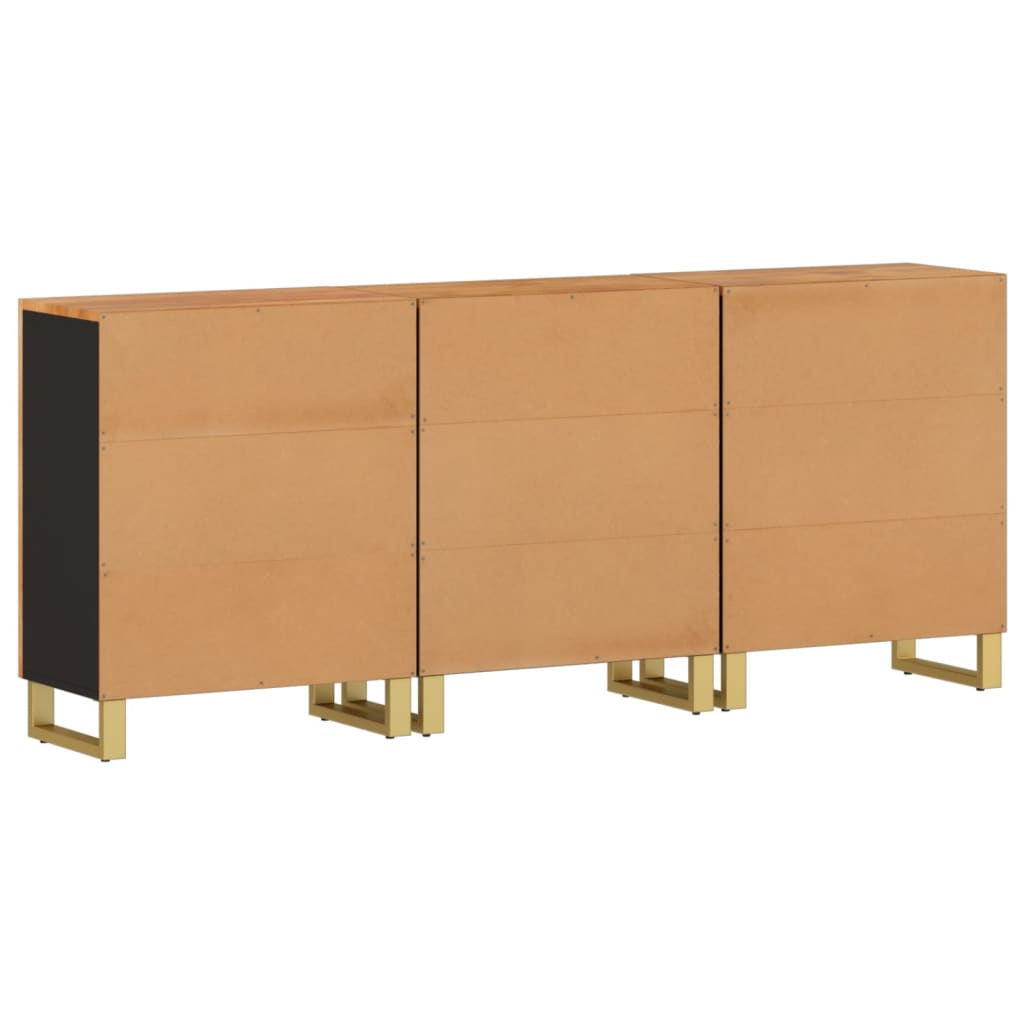 Dulapuri lateral, 3 buc., maro/negru, 60x33,5x75 cm, lemn mango GartenMobel Dekor
