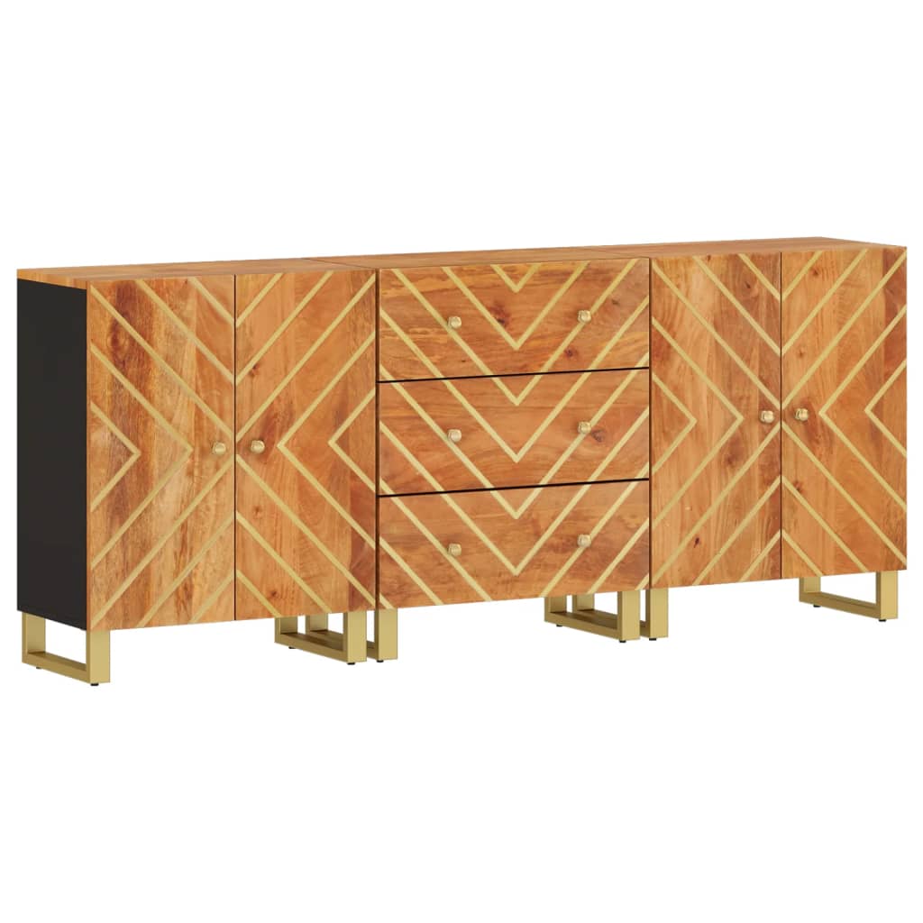 Dulapuri lateral, 3 buc., maro/negru, 60x33,5x75 cm, lemn mango GartenMobel Dekor