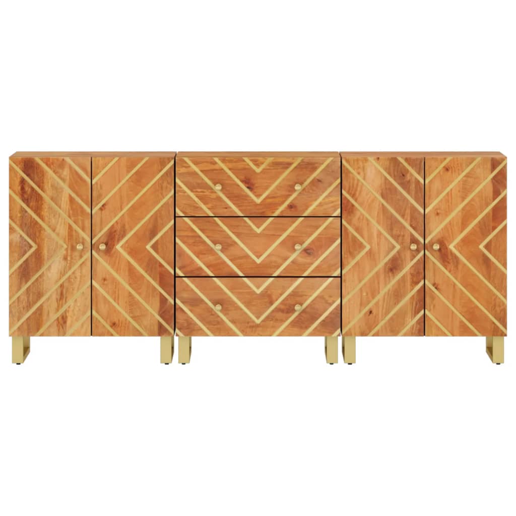 Dulapuri lateral, 3 buc., maro/negru, 60x33,5x75 cm, lemn mango GartenMobel Dekor