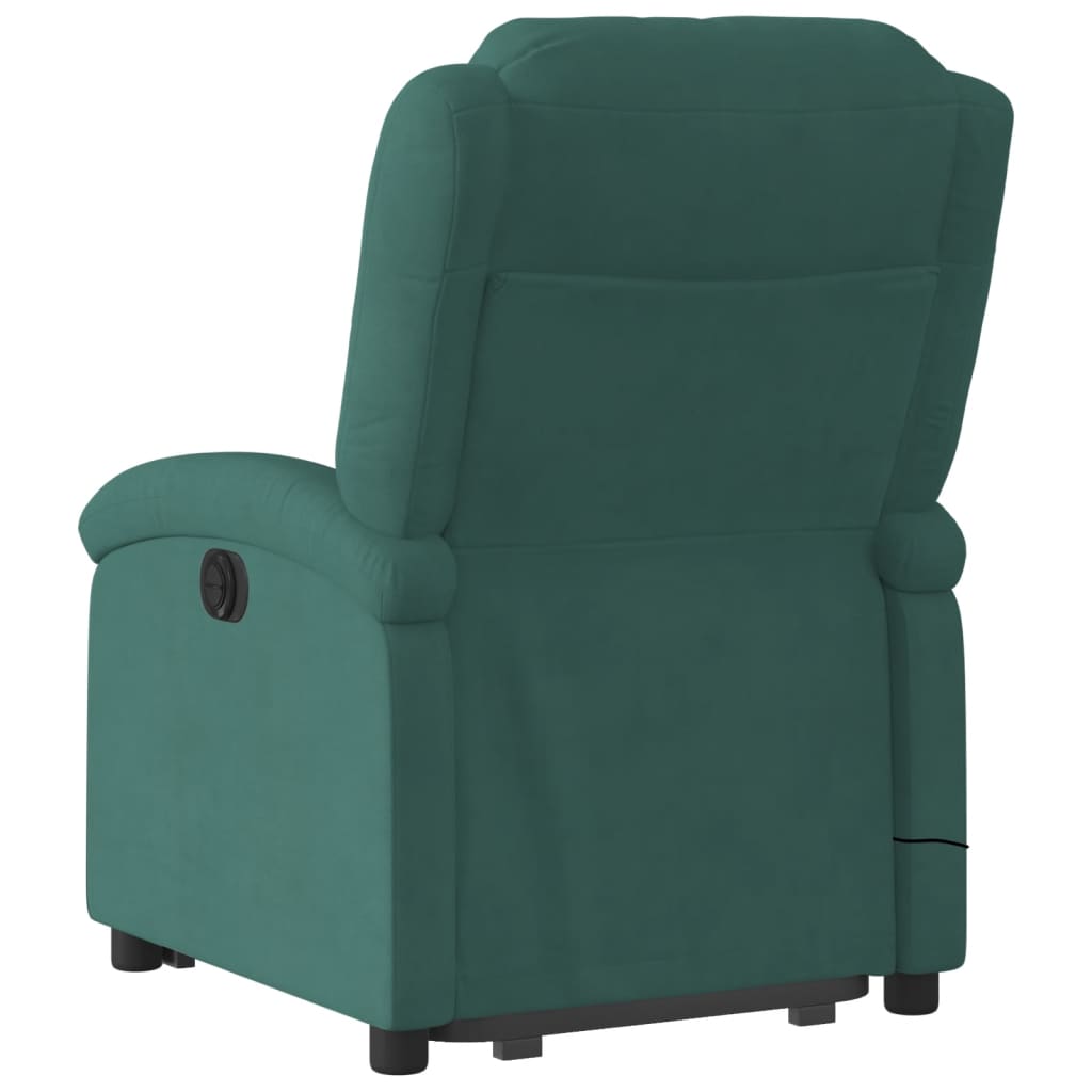 Fotoliu electric masaj rabatabil/ridicare verde închis catifea GartenMobel Dekor