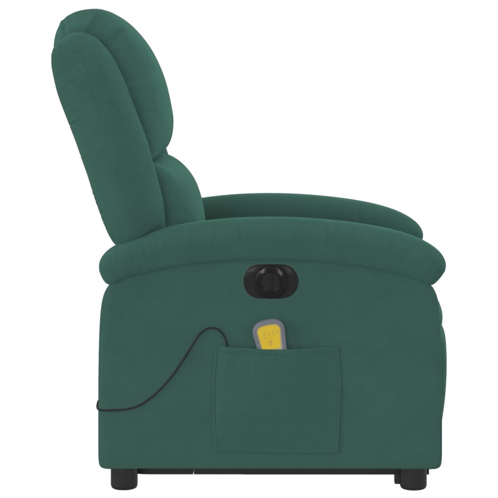Fotoliu electric masaj rabatabil/ridicare verde închis catifea GartenMobel Dekor