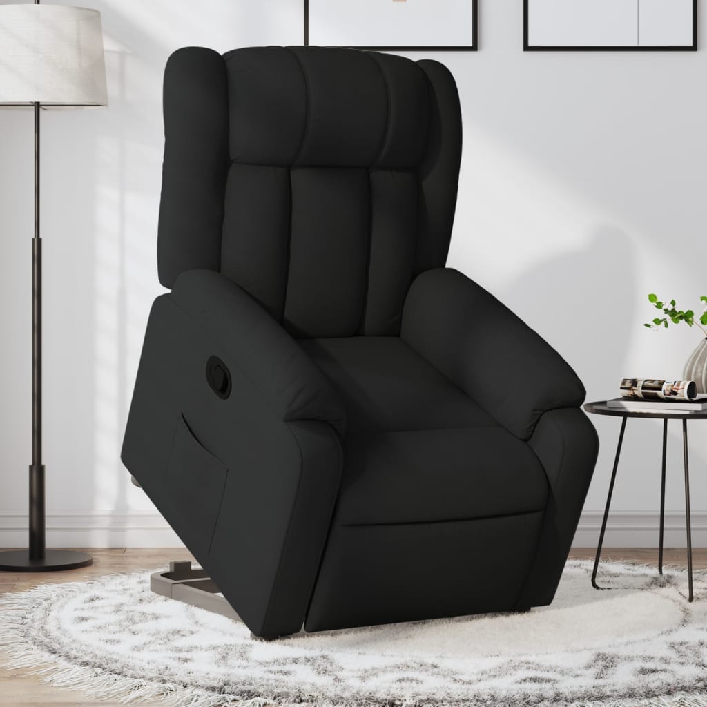 Fotoliu rabatabil cu ridicare pe verticală, negru, textil GartenMobel Dekor