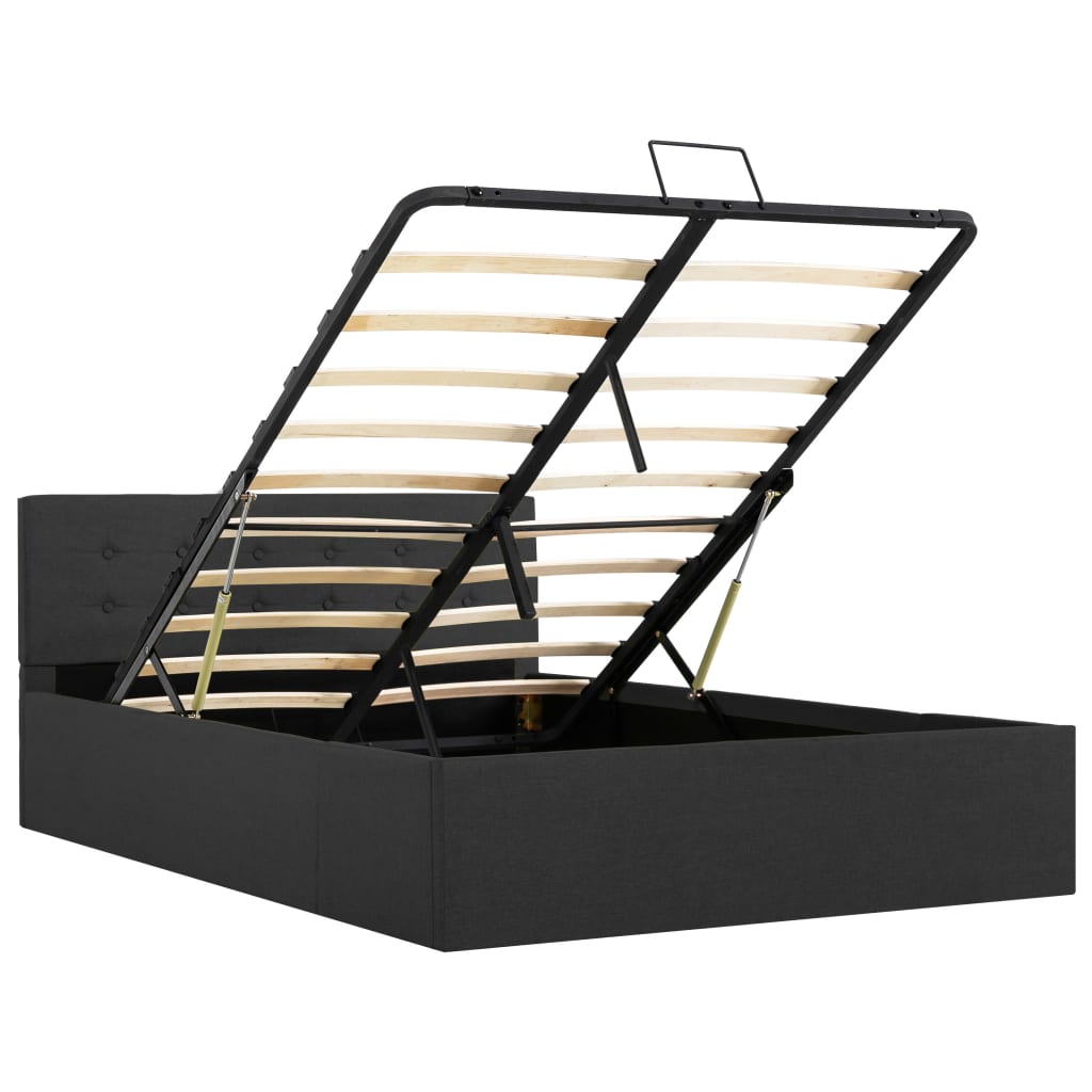 Cadru pat hidraulic cu ladă, gri închis, 120 x 200 cm, textil  GartenMobel Dekor