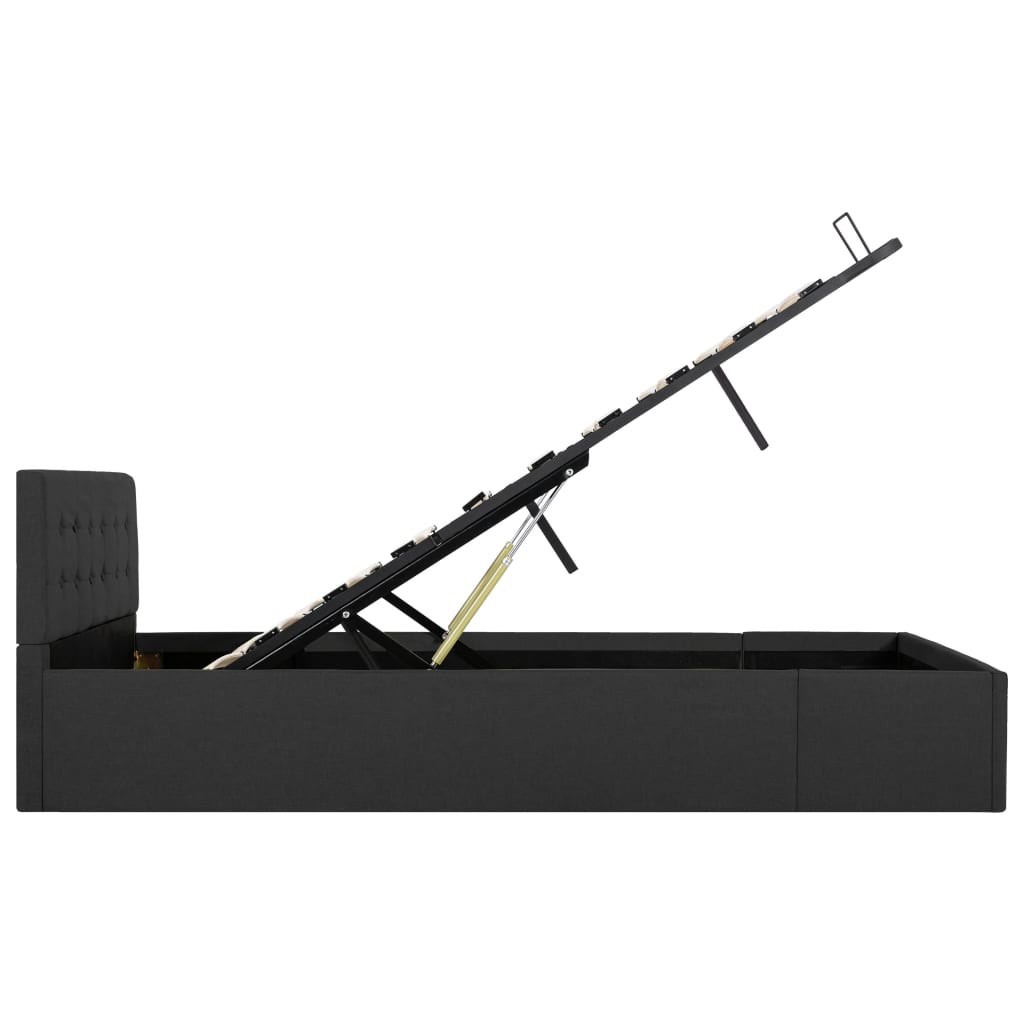 Cadru pat hidraulic cu ladă, gri închis, 120 x 200 cm, textil  GartenMobel Dekor