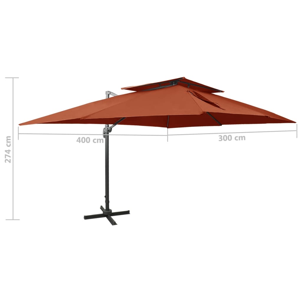 Umbrelă în consolă cu înveliș dublu, cărămiziu, 400x300 cm GartenMobel Dekor